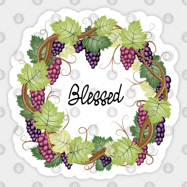 Blessed - Grape Vines Sticker by Designoholic